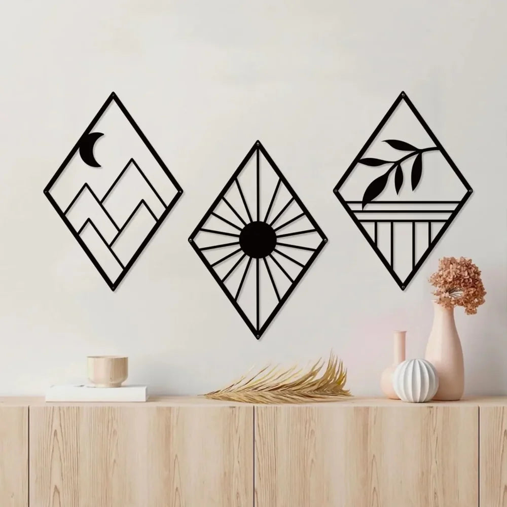 Metal Home Decor: Stunning Minimalist Wall Hanging.Bohemian Abstract Line Iron Art for Chic Spaces.Minimalist Abstract Line Art.