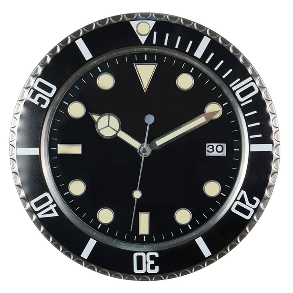 1pc 13 inch luxury creative metal wall clock, living room and study decoration wall clock, fluorescent clock dial, battery free