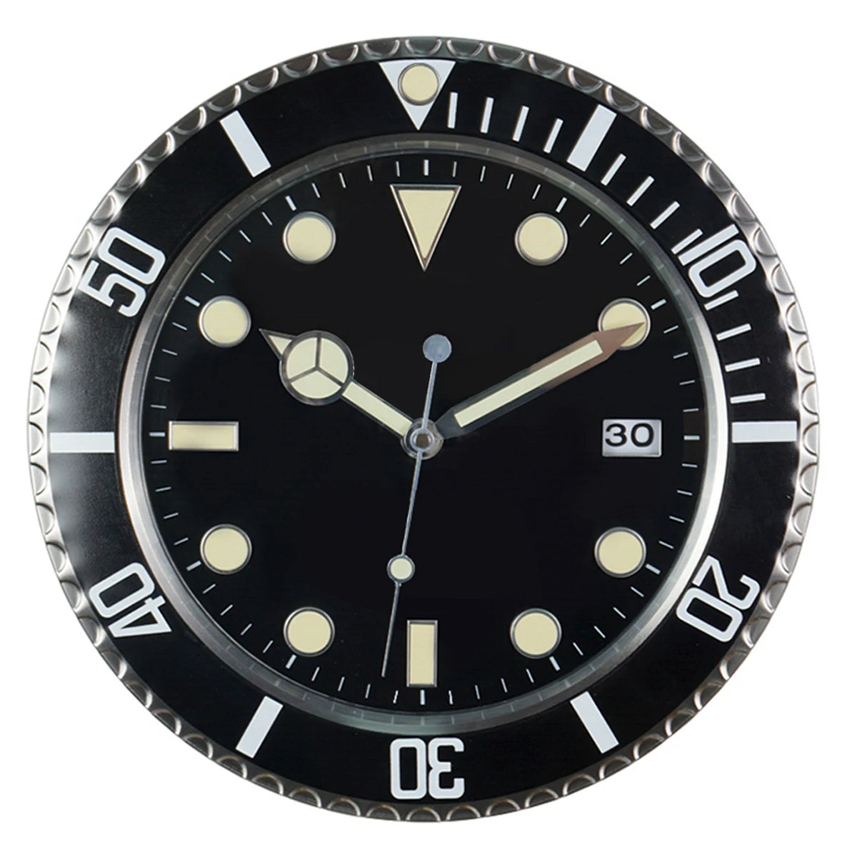 1pc 13 inch luxury creative metal wall clock, living room and study decoration wall clock, fluorescent clock dial, battery free