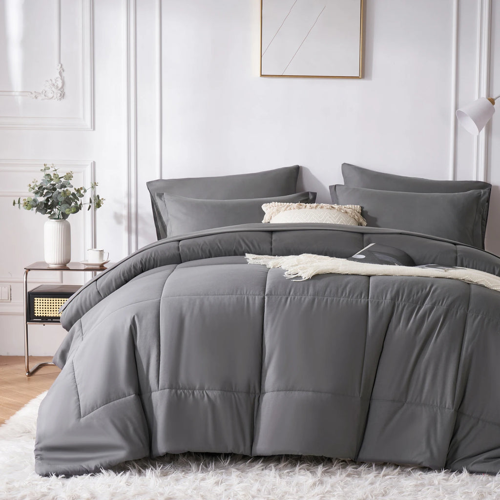 7 Piece Bed In A Bag Comforter Set Queen, Stylish solid geometry   Comforter And Sheet,Pillowcase Set, ideal gift