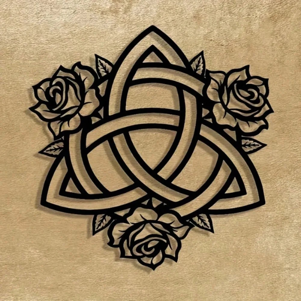 YINUO Celtic Knot Rose Metal Wall Art, Minimalist Home Office Decor Iron Sculpture Wall Decor