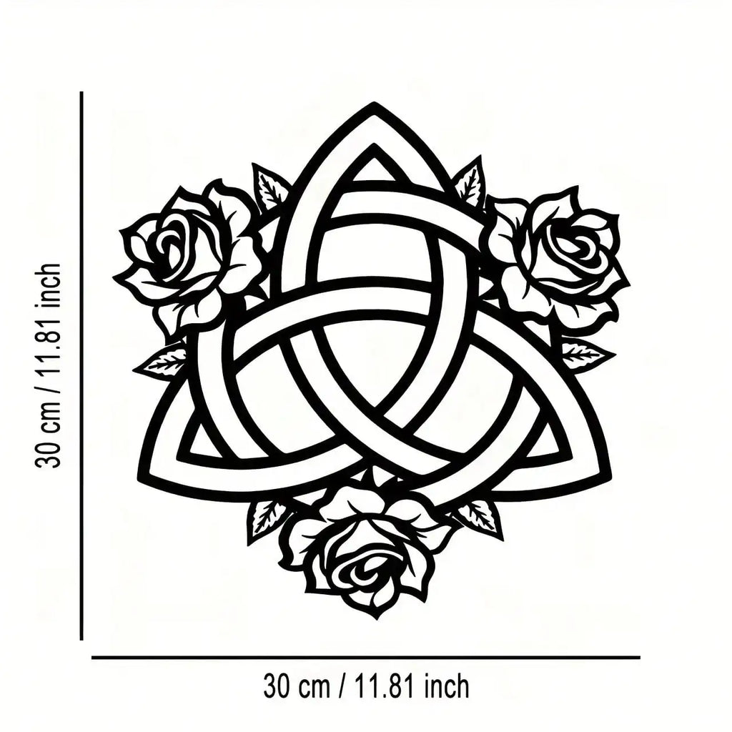 YINUO Celtic Knot Rose Metal Wall Art, Minimalist Home Office Decor Iron Sculpture Wall Decor