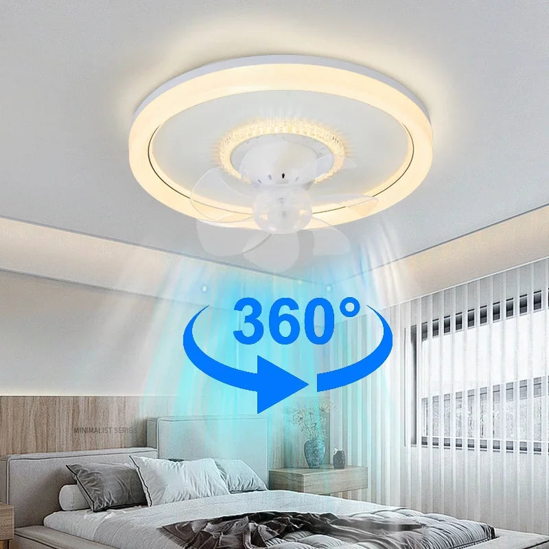 LED Modern Ceiling Fan Light, 360 ° Rotation Function, with Light, Remote Unlimited Adjustment, Bedroom Decorative Lighting