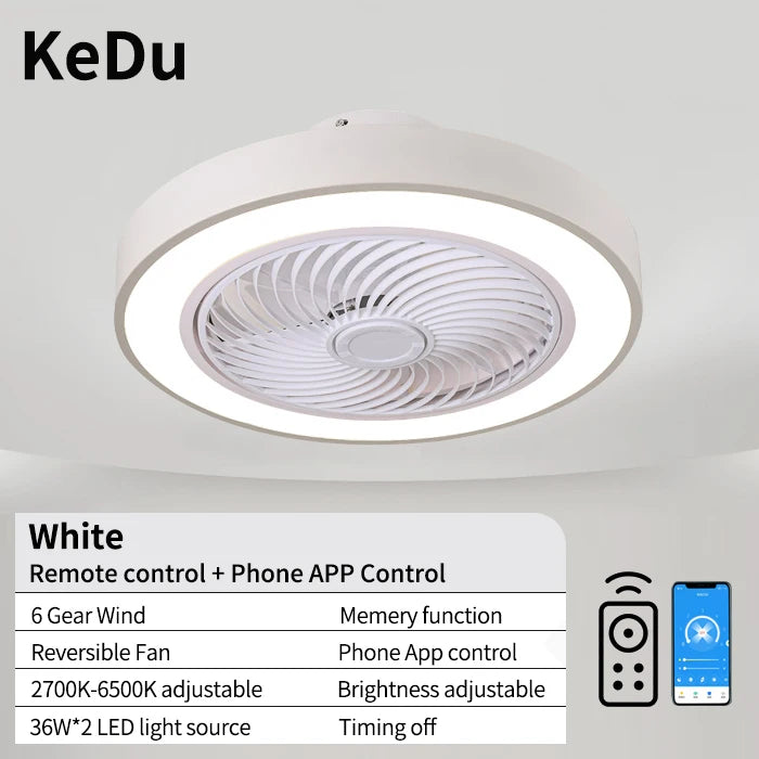 Integrated ceiling fan light, bedroom ceiling fan light, living room dining room ceiling light, modern simple and quiet internet