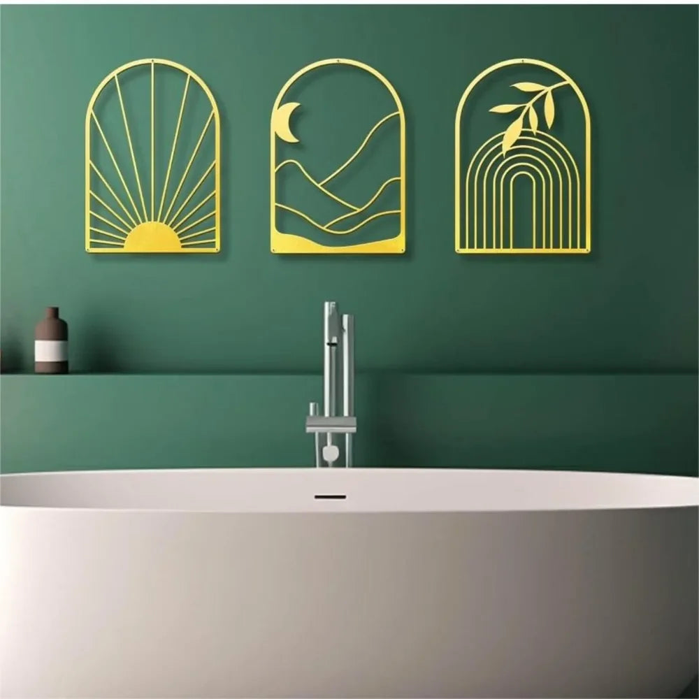 Metal Home Decor: Stunning Minimalist Wall Hanging.Bohemian Abstract Line Iron Art for Chic Spaces.Minimalist Abstract Line Art.