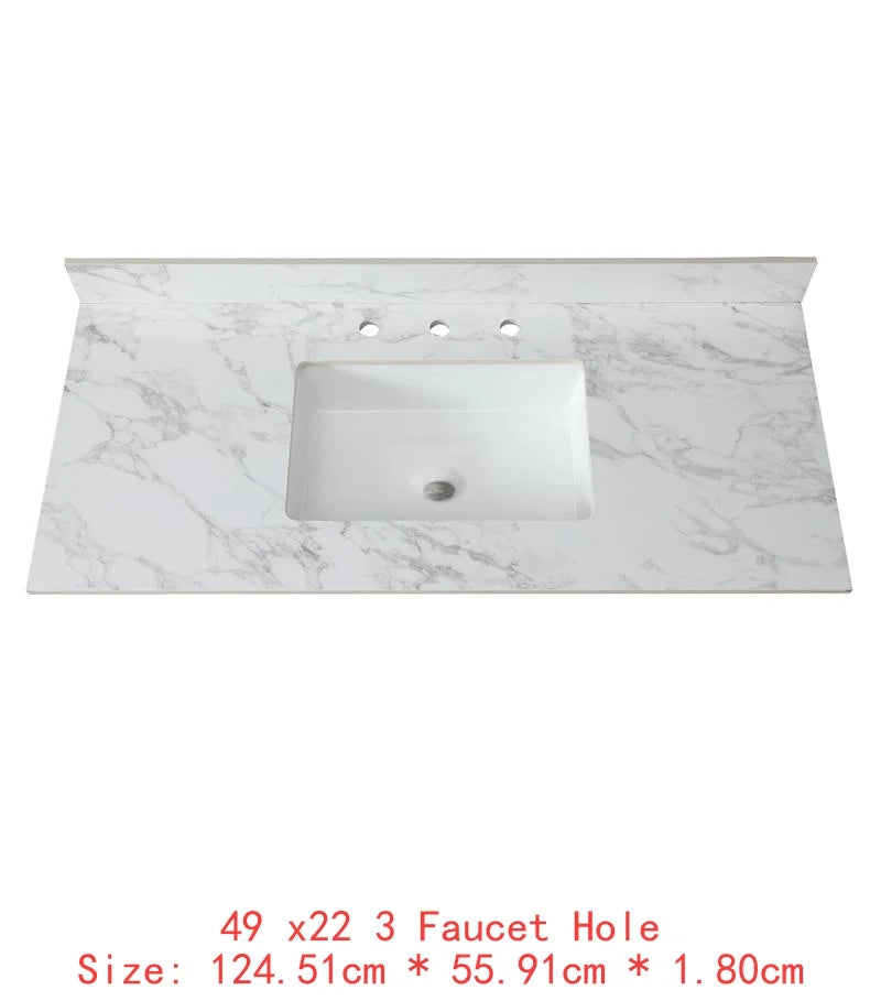 43"x22" Bathroom Vanity Top, Sintered Stone Carrara White Sink Top with Rectangular Undermount Ceramic Sink and Vanity