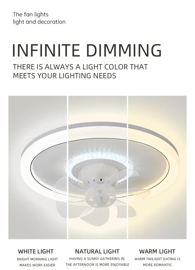 LED Modern Ceiling Fan Light, 360 ° Rotation Function, with Light, Remote Unlimited Adjustment, Bedroom Decorative Lighting