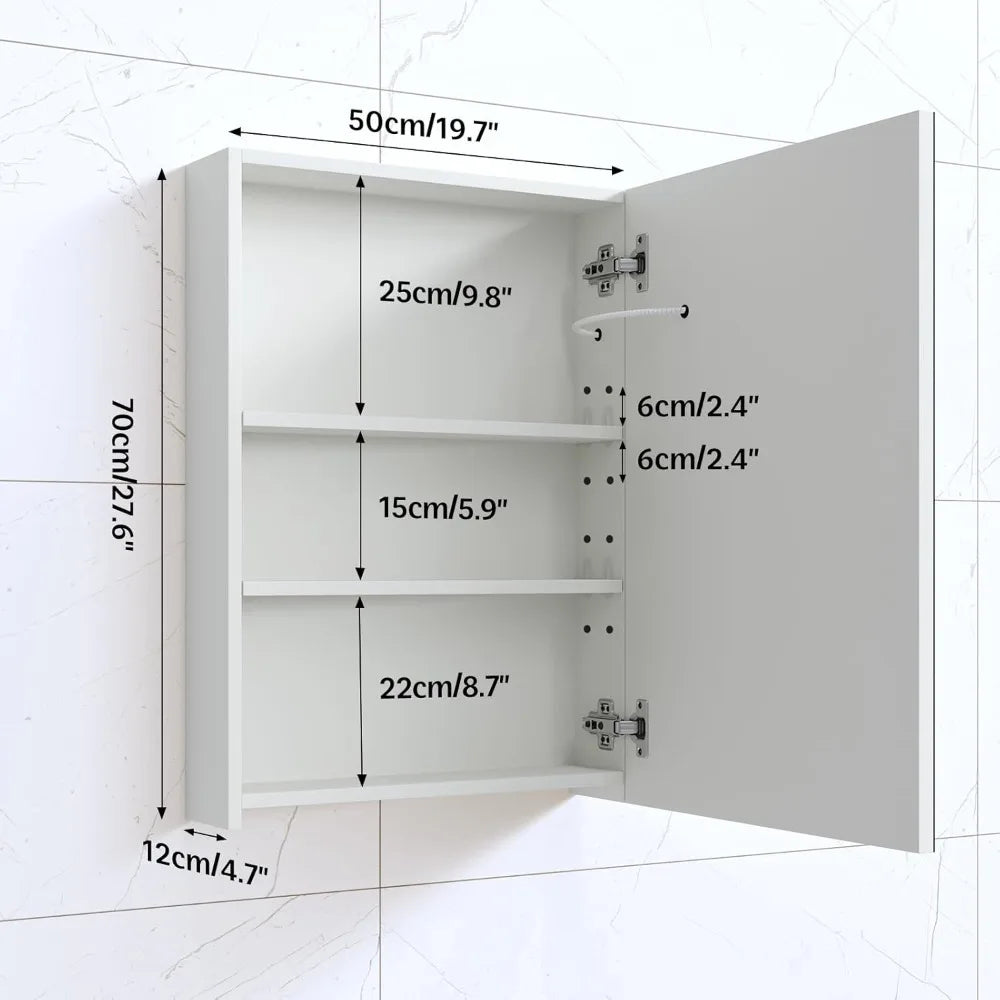 Medicine Cabinets for Bathroom, Medicine Cabinet Mirror, Lighted Medicine Cabinet with LED Lights, Adjustable Shelf, 3-Color