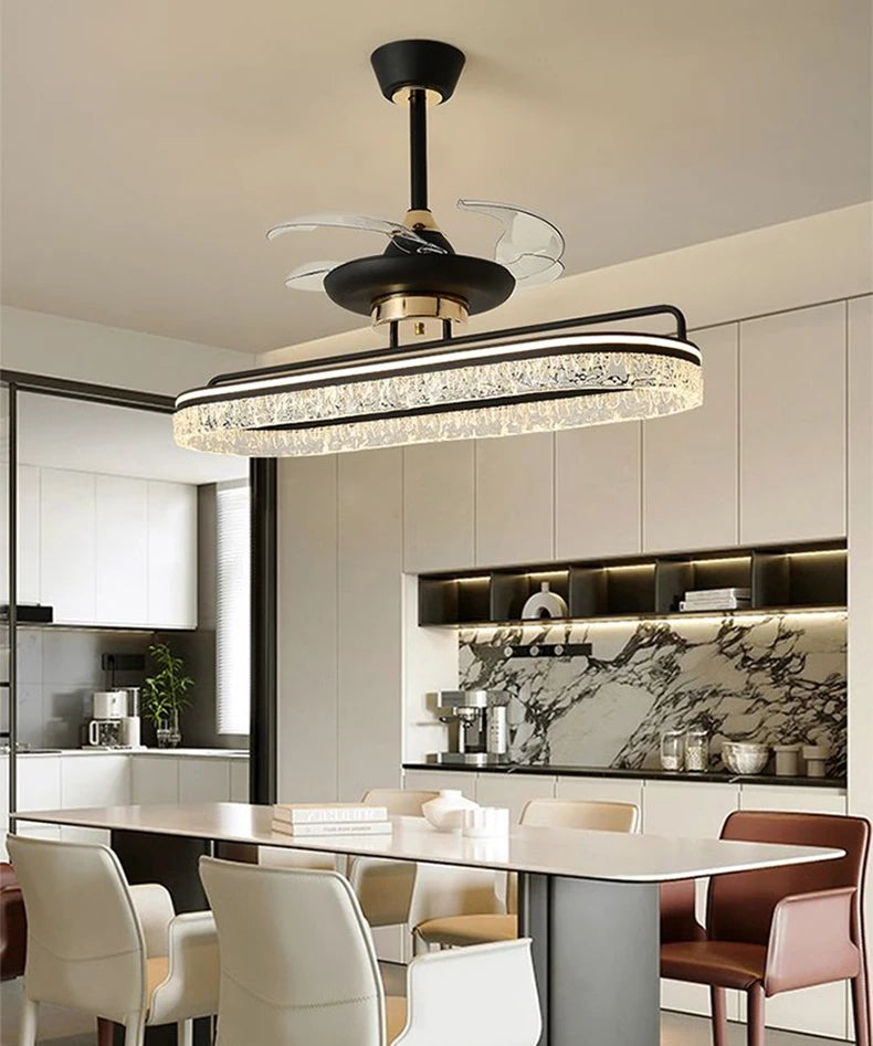 Modern ceiling lamps bedroom folding Ceiling fan ceiling fan with led light and control ceiling lamp for living room lighting