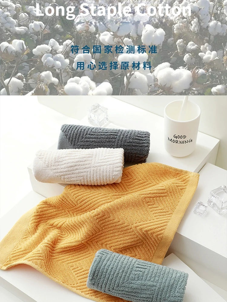 3Pcs/Pack Long-Staple Cotton Bath Towel Face Towel Set Solid Soft Quick-dry Bath Towels Beige Gray Yellow Beach Towel