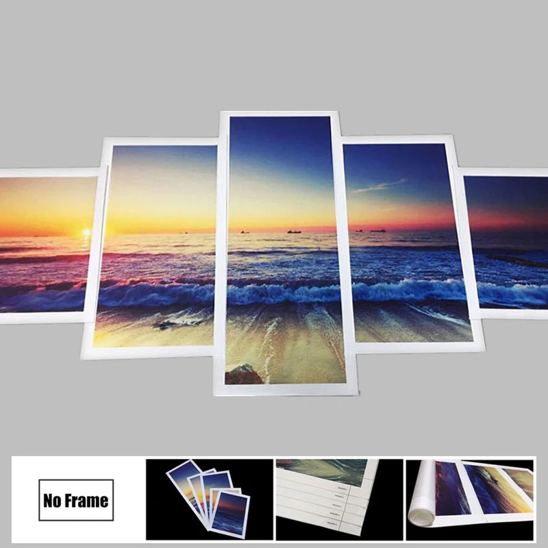 No Frame White Orchid Digital Flower 5 Pcs Canvas Picture Print Wall Art Canvas Painting Wall Decor for Living Room Poster