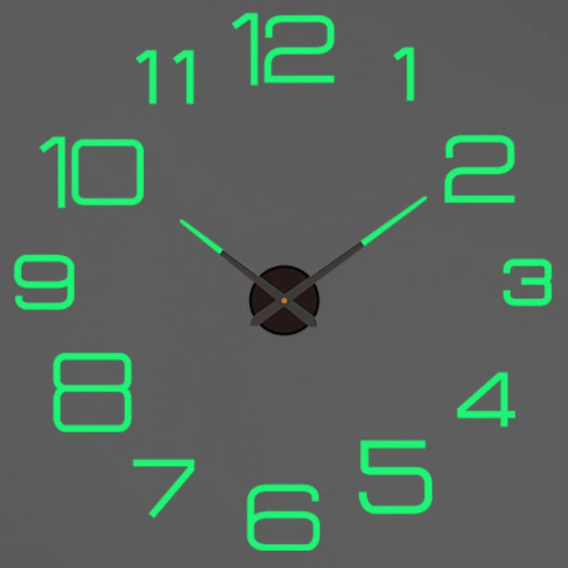 3D Wall Clock Luminous Frameless Wall Clocks DIY Digital Clock Wall Stickers Silent Clock for Home Living Room Office Wall Decor