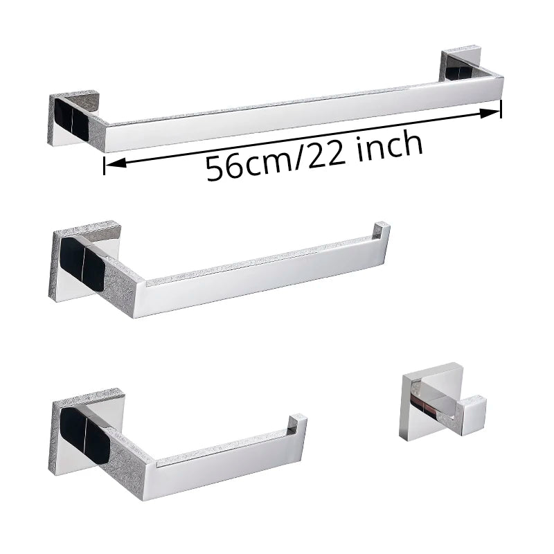 Bathroom Hardware Set Chrome Robe Hook Towel Rail Bar Rack Bar Shelf Tissue Paper Holder Toothbrush Holder Bathroom Accessories