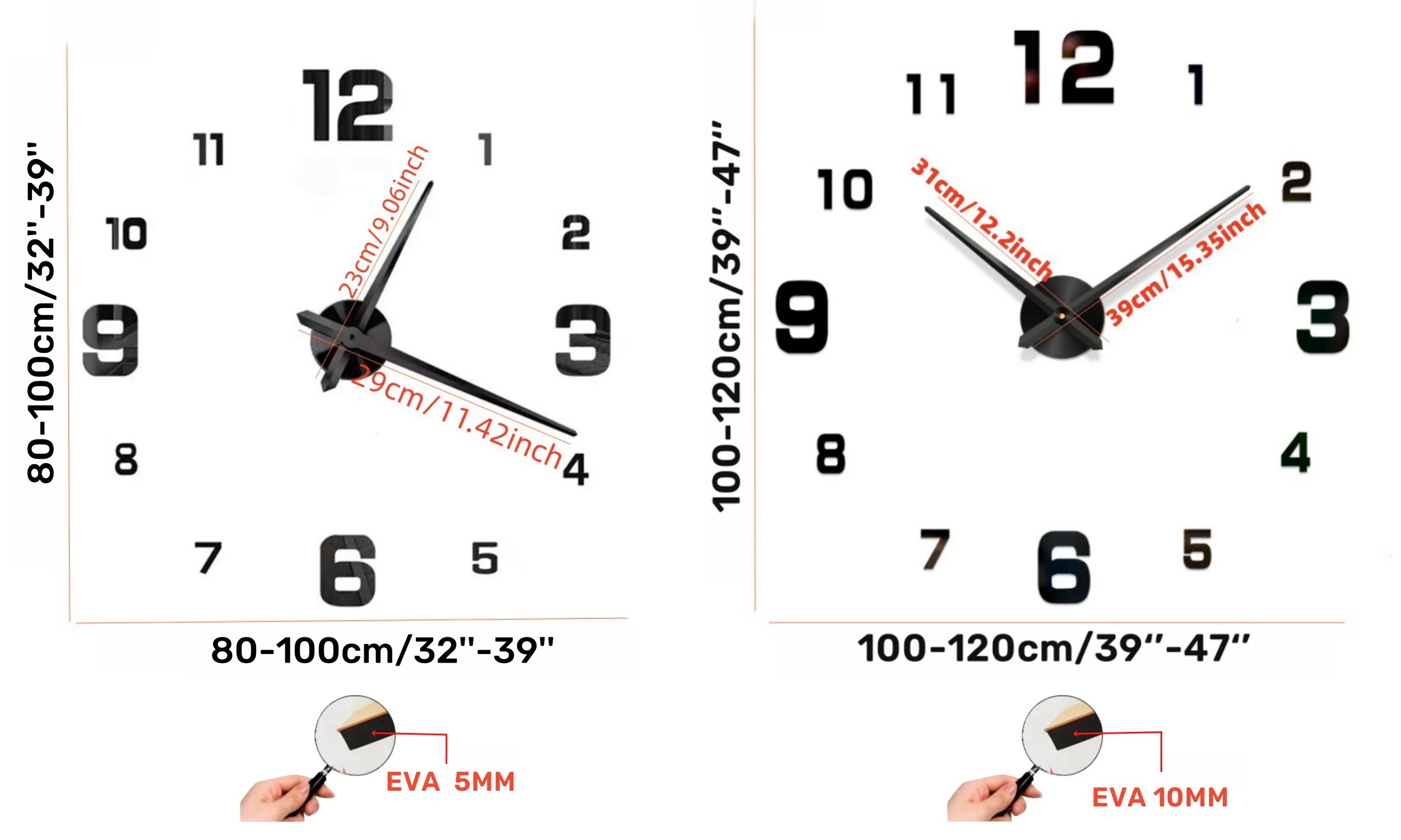 3D Wall Clock Luminous Frameless Wall Clocks DIY Digital Clock Wall Stickers Silent Clock for Home Living Room Office Wall Decor