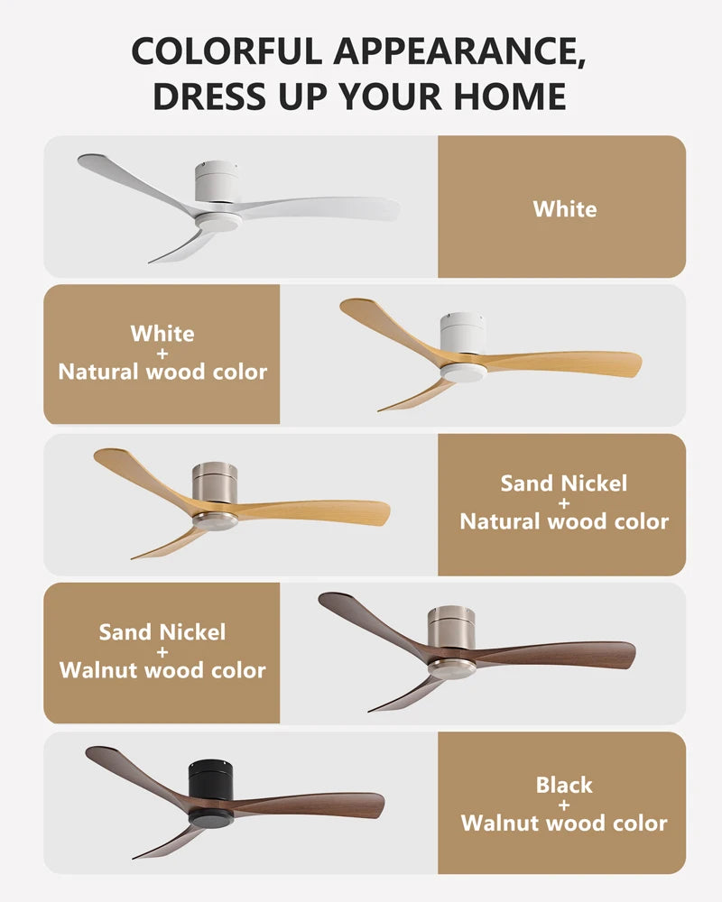 New 38/52/56 inch Modern Stylish LED Ceiling Fan with Light Remote Control 3 Blades Quiet Modern Design for Living Room Bedroom