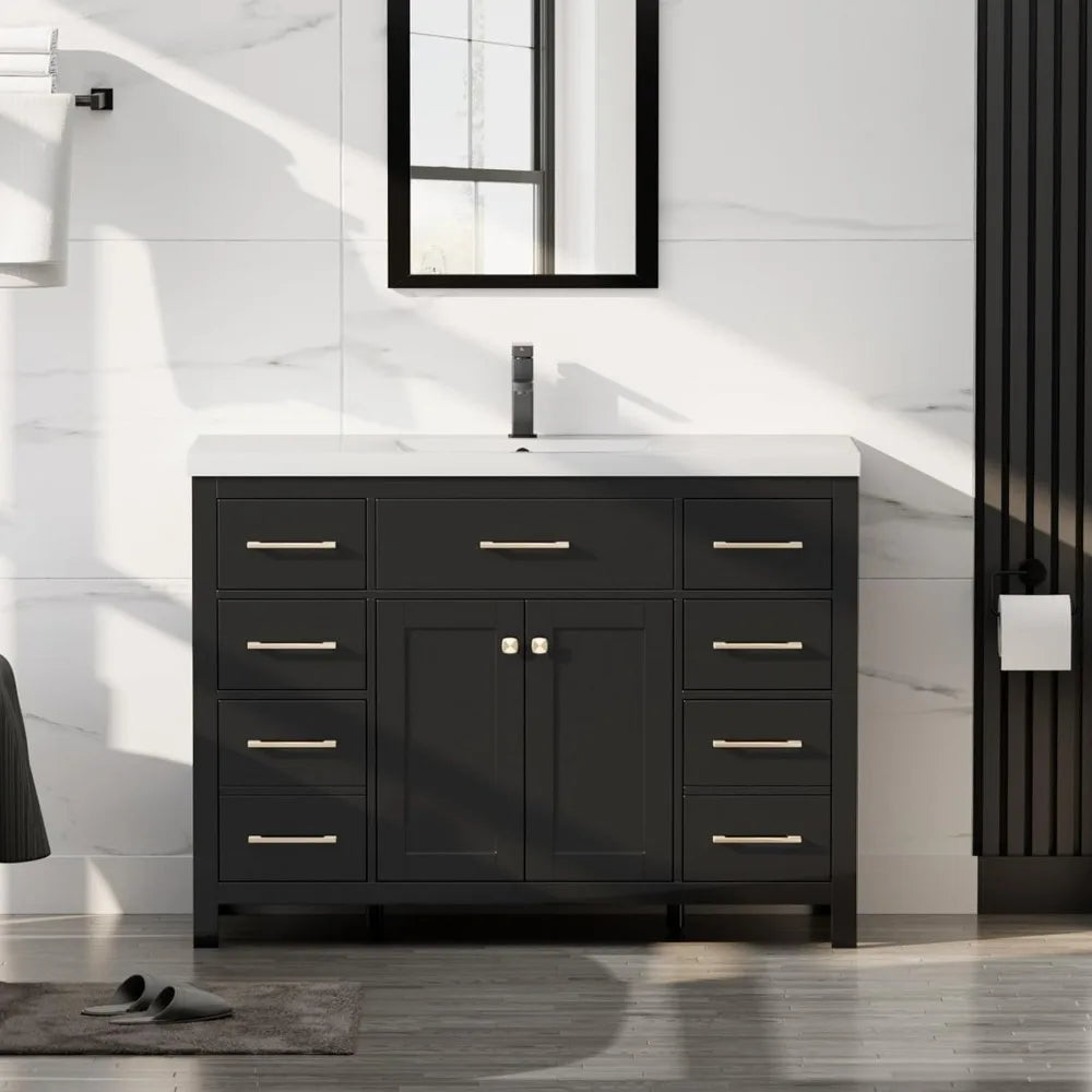 48" Modern Bathroom Vanity and Sink, Painted Bathroom Storage Cabinet with Single Resin Sink, Two Doors and Four Draw.Customized