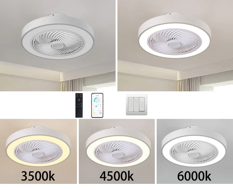 Integrated ceiling fan light, bedroom ceiling fan light, living room dining room ceiling light, modern simple and quiet internet