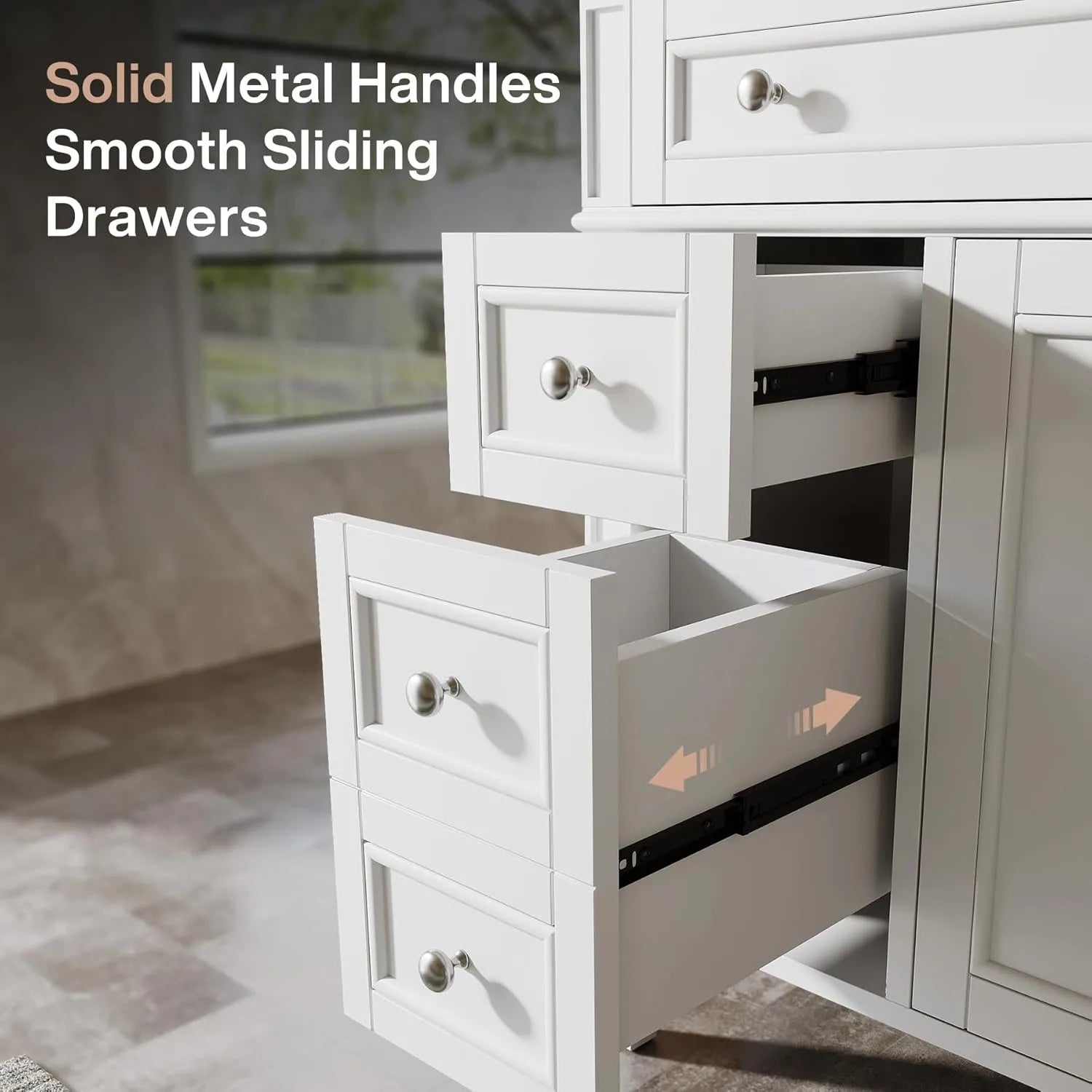 36" Bathroom Vanity with Sink with 4 Drawers & 2 Doors, Bathroom Sink Cabinet