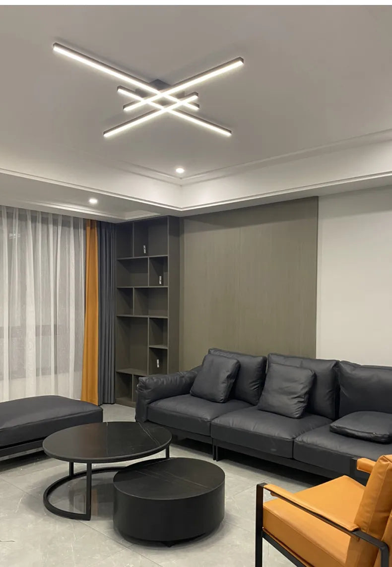Black chandelier square bedroom lamps living room lamp led ceiling lamp Nordic minimalist creative led ceiling lamp strip lights
