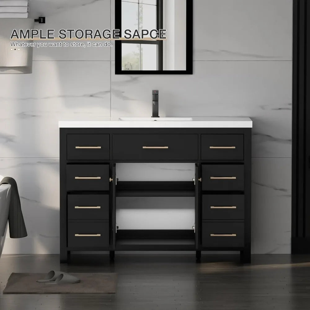 48" Modern Bathroom Vanity and Sink, Painted Bathroom Storage Cabinet with Single Resin Sink, Two Doors and Four Draw.Customized
