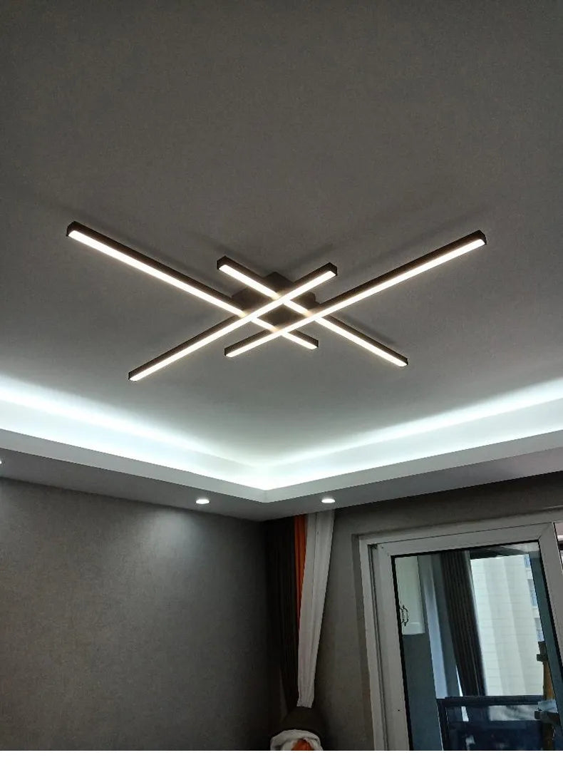 Black chandelier square bedroom lamps living room lamp led ceiling lamp Nordic minimalist creative led ceiling lamp strip lights