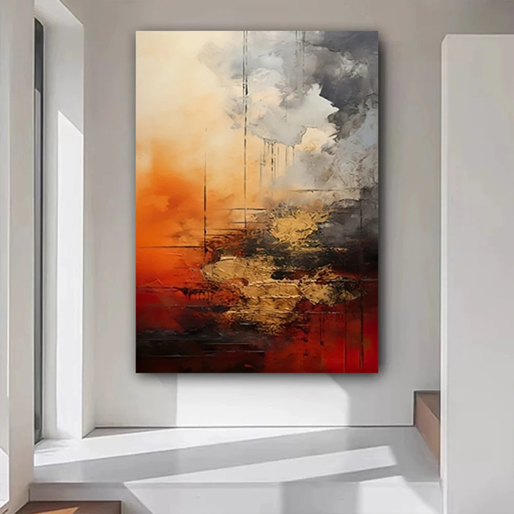 100% hand drawn abstract oil painting on canvas Modern Home Golden Line Wall Art Picture Large mural for living room decor paint