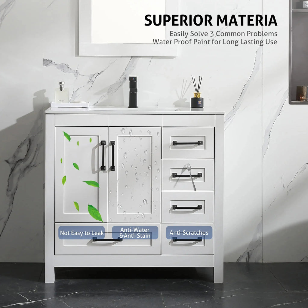 Free Shipping 18" Modern Bathroom Furniture MDF Waterproof Floor Mounted Classics Shaker Wash Vanity Storage Cabinet