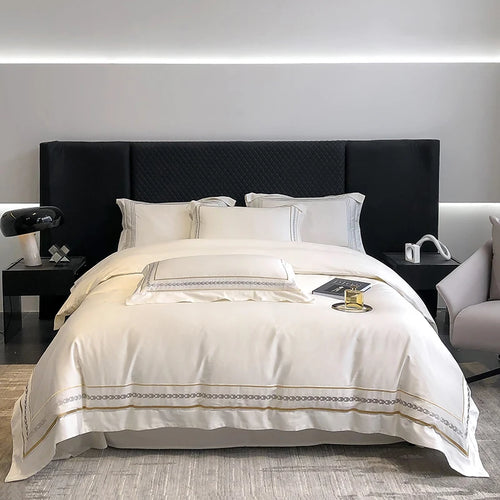 100% Egyptian Cotton Luxury Embroidery Hotel Style Bedding Set Queen King Size Duvet Cover Set Bed Sheet/Fitted Sheet Pillowcase