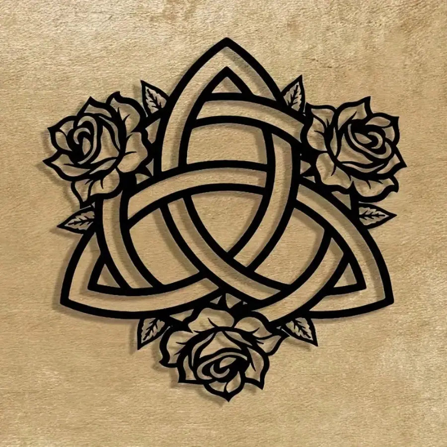 YINUO Celtic Knot Rose Metal Wall Art, Minimalist Home Office Decor Iron Sculpture Wall Decor