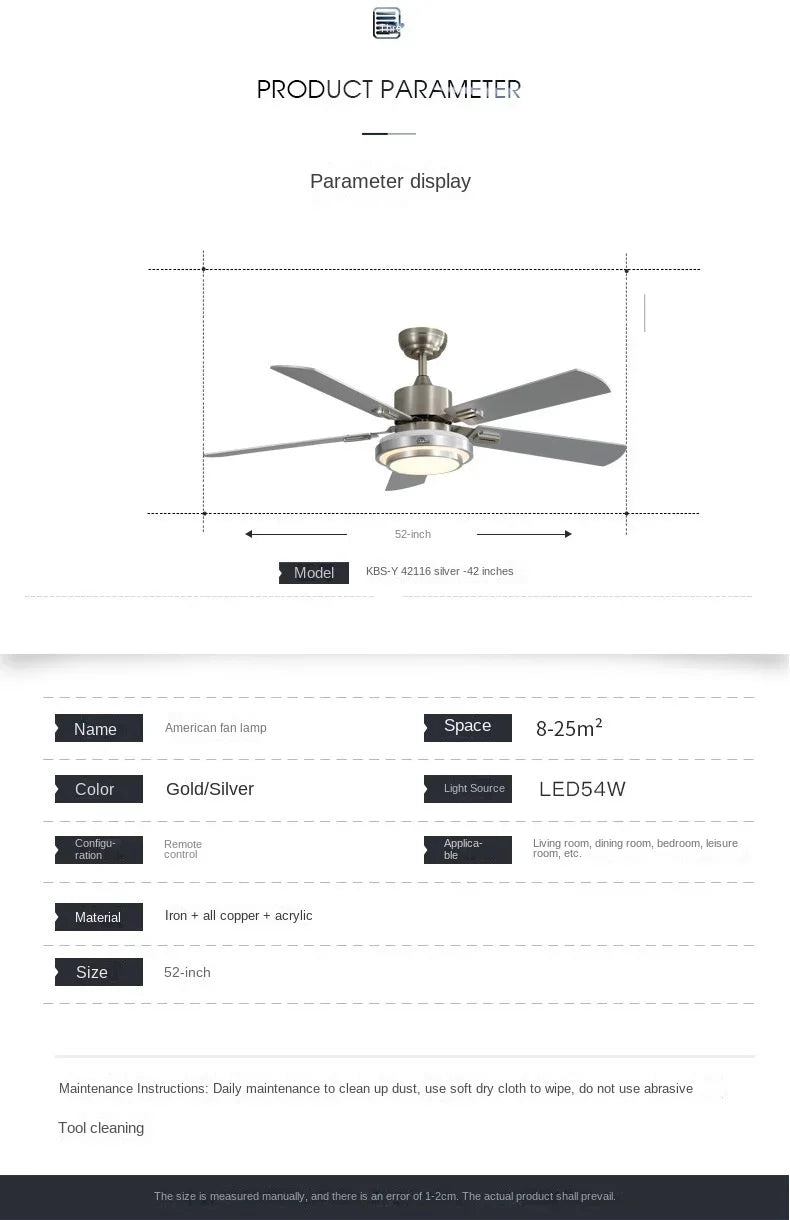 Modern Stainless Steel Ceiling Fan Lights with Lights Restaurant Fan Lights, Remote Dimming, Energy-saving Silent Pendant Lights