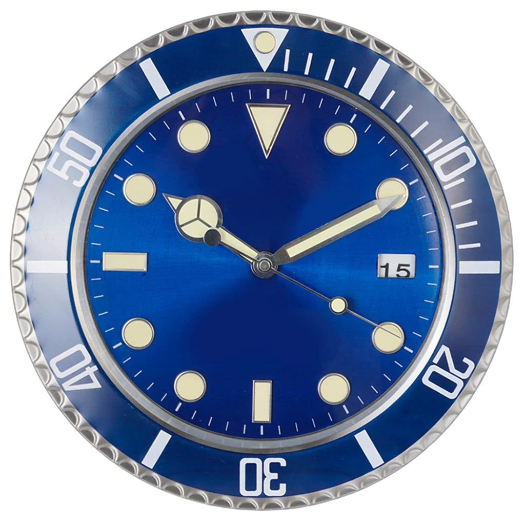 1pc 13 inch luxury creative metal wall clock, living room and study decoration wall clock, fluorescent clock dial, battery free
