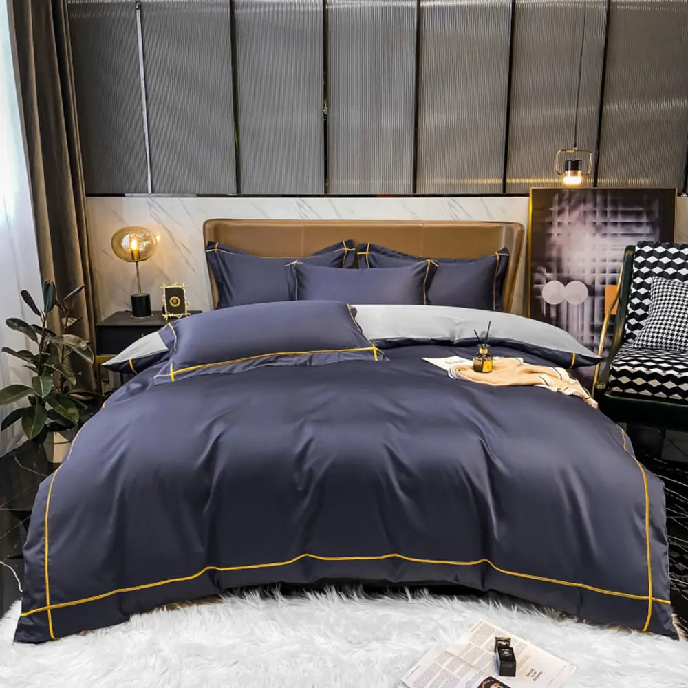 Svetanya Embroidery 100% Egyptian Cotton Silky Bedlinens Bedding Set Sheet Queen King Size Underwear Solid