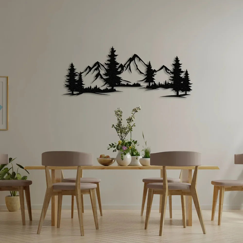 Unique Rustic Metal Wall Art Featuring Forest And Mountain Scene Perfect For Enhancing Any Kids Room Or Farmhouse Decor