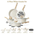 12pcs  pots and pans set, pots and pans cookware sets,Non-Stick Granite Cookware Set Complete Kit with Frying Pans, Casserole, Saucepan, Lids Compatible, Pan Protector - Heavy-Duty Durable Cookware for All Stovetops (Hindu/In