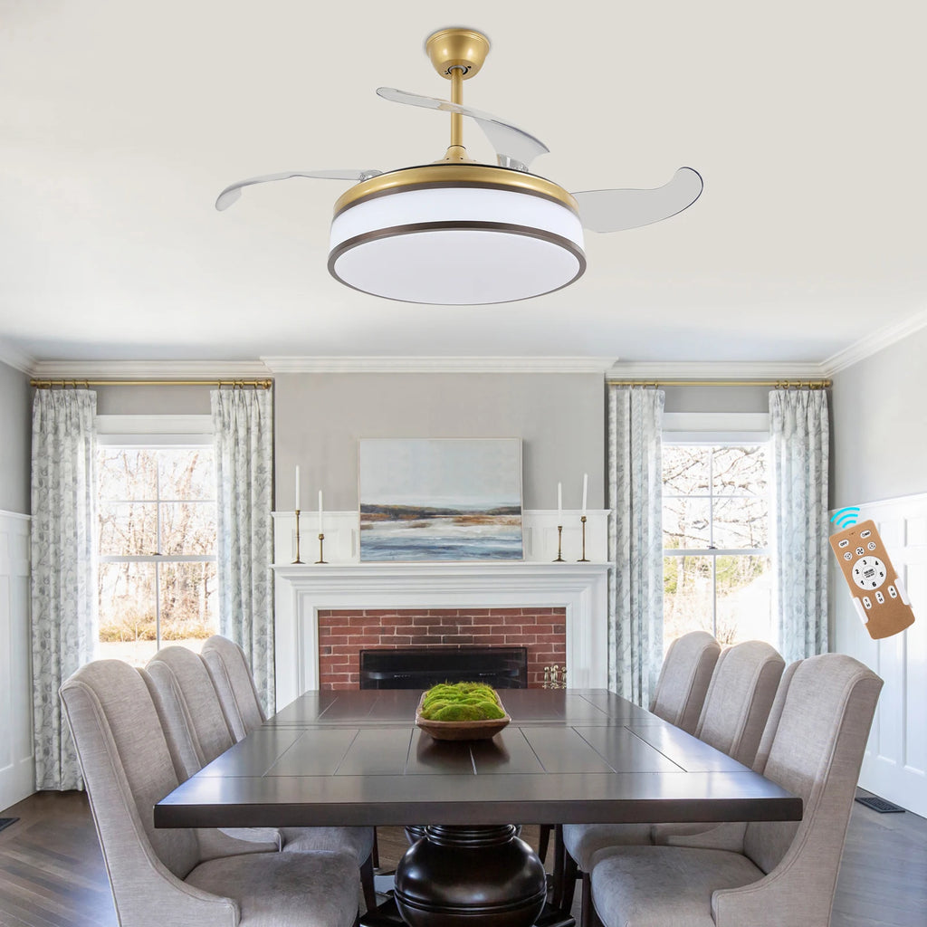 42 Inch Fan Pendant Light，ceiling Fan Light, Ceiling Fan Light with Remote Control, Ceiling Fan Lamp for Bedroom Kitchen