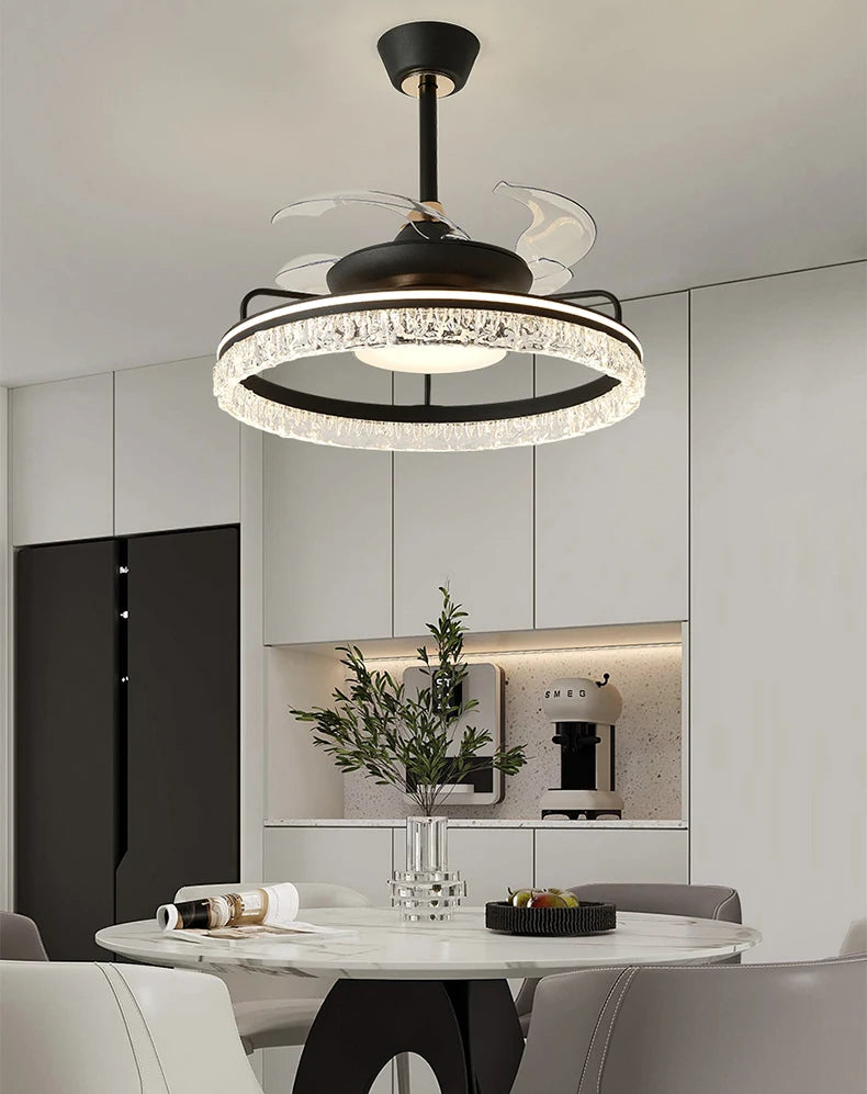 Modern ceiling lamps bedroom folding Ceiling fan ceiling fan with led light and control ceiling lamp for living room lighting