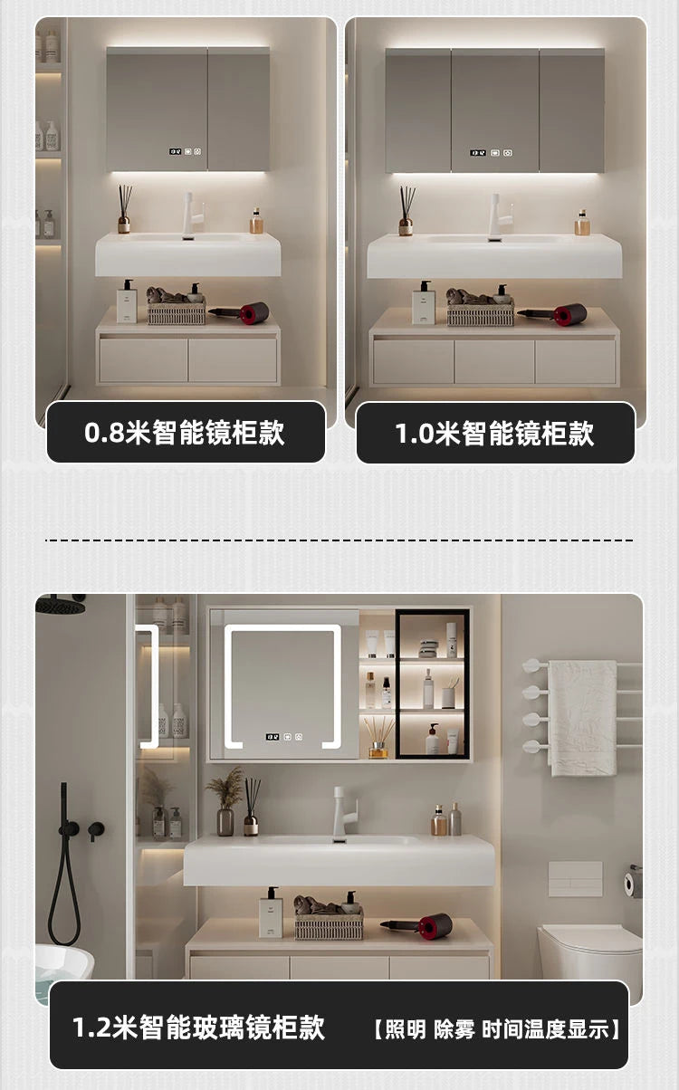 Bathroom Furniture Skin Sensor Bathroom Vanity Cabinet With Sink And Mirror Integrated Arc Washing Table Combination To Wash