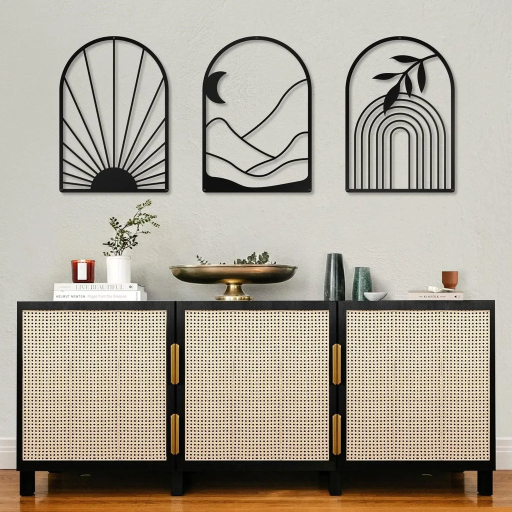 Metal Home Decor: Stunning Minimalist Wall Hanging.Bohemian Abstract Line Iron Art for Chic Spaces.Minimalist Abstract Line Art.