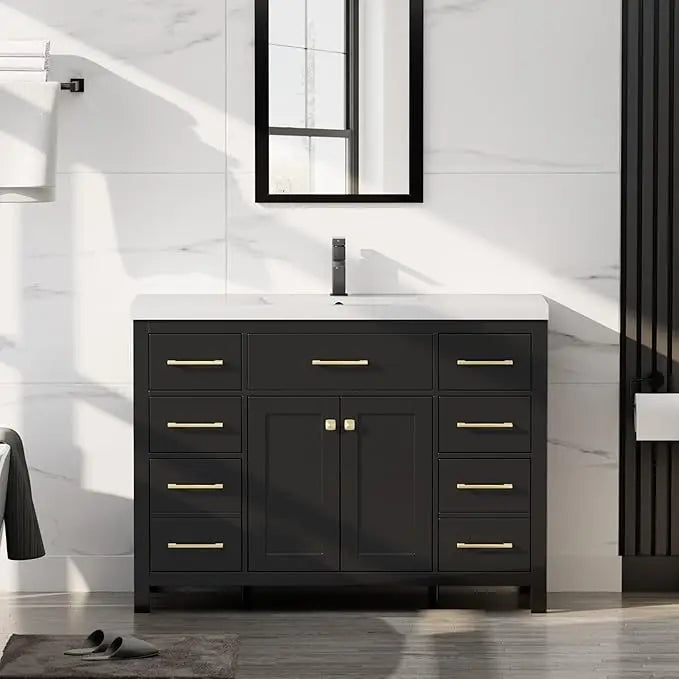 48" Modern Bathroom Vanity and Sink, Painted Bathroom Storage Cabinet with Single Resin Sink, Two Doors and Four Draw.Customized