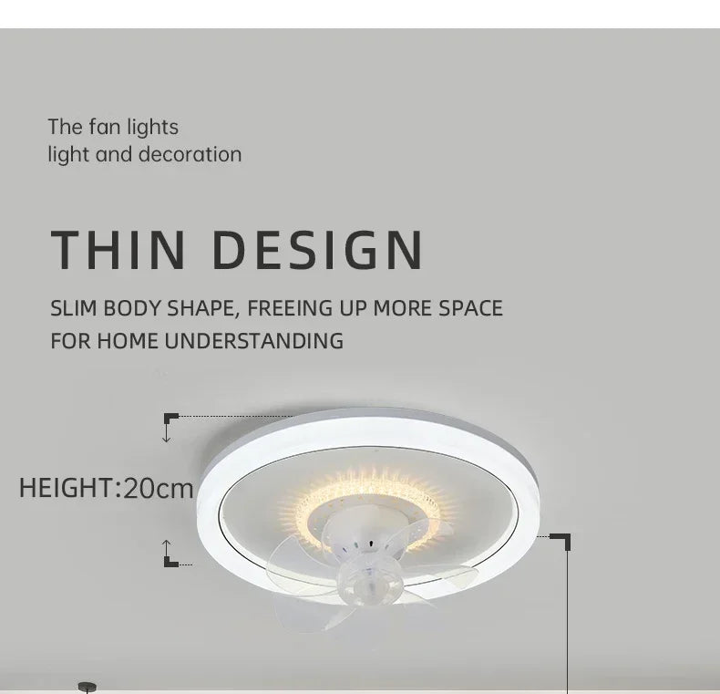 LED Modern Ceiling Fan Light, 360 ° Rotation Function, with Light, Remote Unlimited Adjustment, Bedroom Decorative Lighting