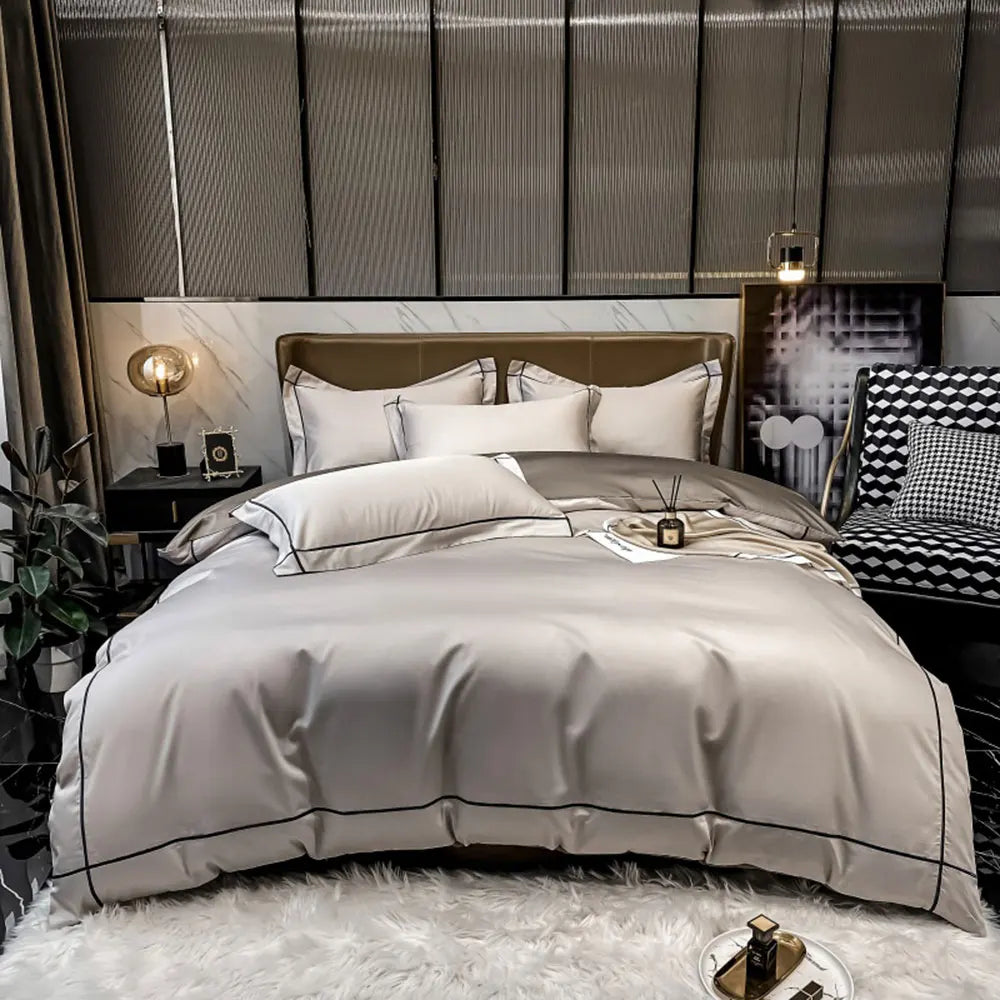 Svetanya Embroidery 100% Egyptian Cotton Silky Bedlinens Bedding Set Sheet Queen King Size Underwear Solid