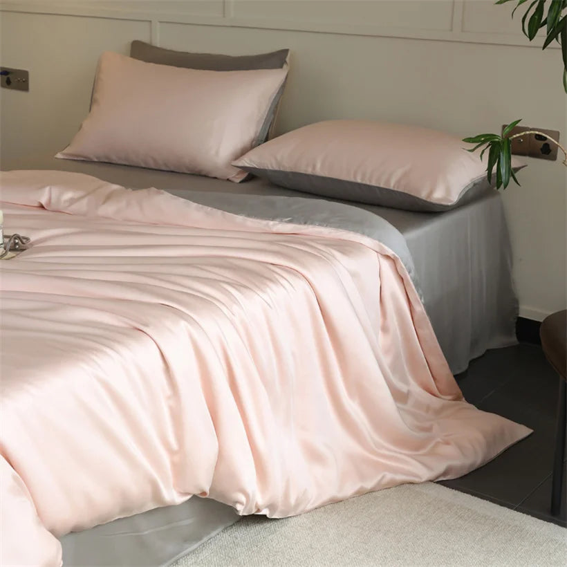 Mulberry Silk Bedding Set Luxury Natural 100% Silk Duvet Cover Set Bed Sheet Pillowcase Single Double Bedsheet King Queen Size