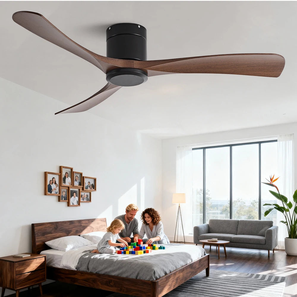 New 38/52/56 inch Modern Stylish LED Ceiling Fan with Light Remote Control 3 Blades Quiet Modern Design for Living Room Bedroom