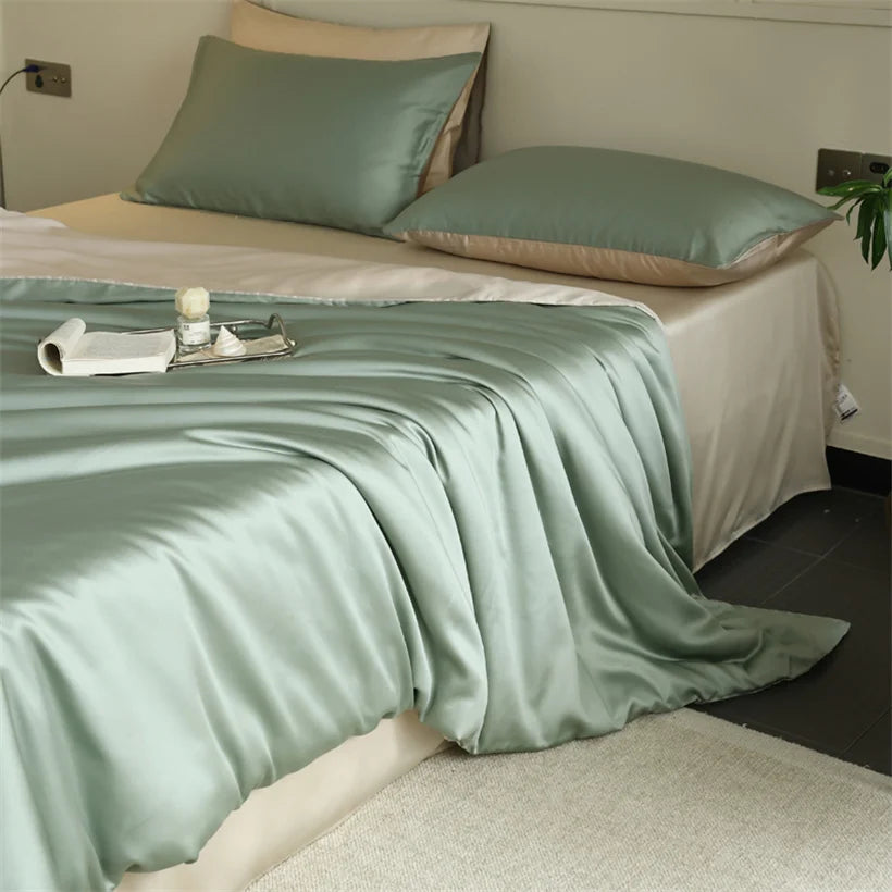 Mulberry Silk Bedding Set Luxury Natural 100% Silk Duvet Cover Set Bed Sheet Pillowcase Single Double Bedsheet King Queen Size