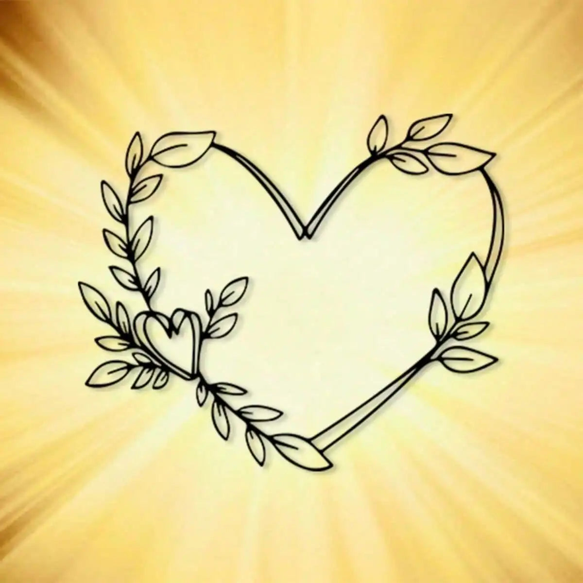Retro Heart Shaped Metal Wall Art，Rustproof Iron Leaf Sculpture for Bedroom Living Room Decor