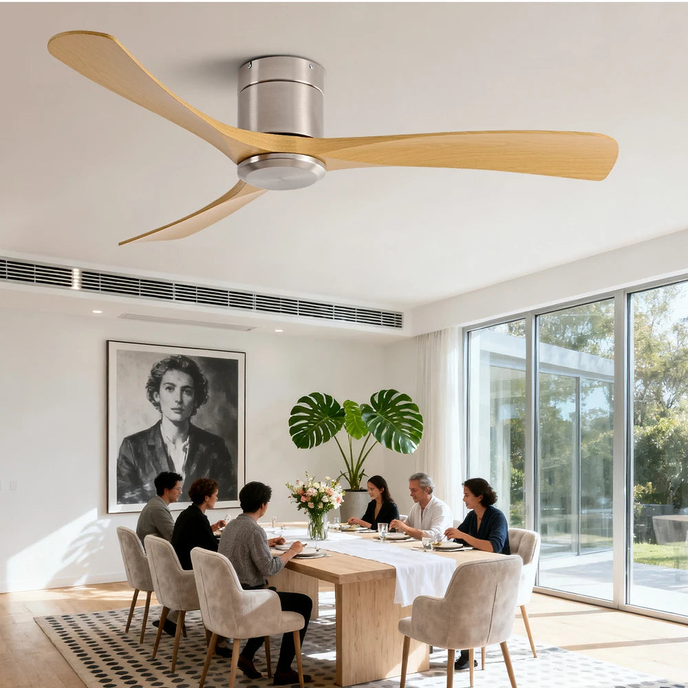 New 38/52/56 inch Modern Stylish LED Ceiling Fan with Light Remote Control 3 Blades Quiet Modern Design for Living Room Bedroom