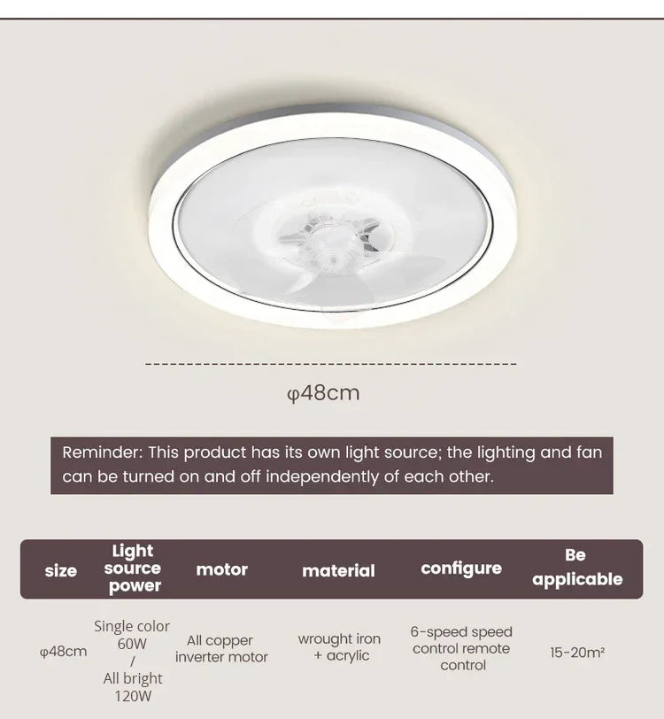 LED Modern Ceiling Fan Light, 360 ° Rotation Function, with Light, Remote Unlimited Adjustment, Bedroom Decorative Lighting
