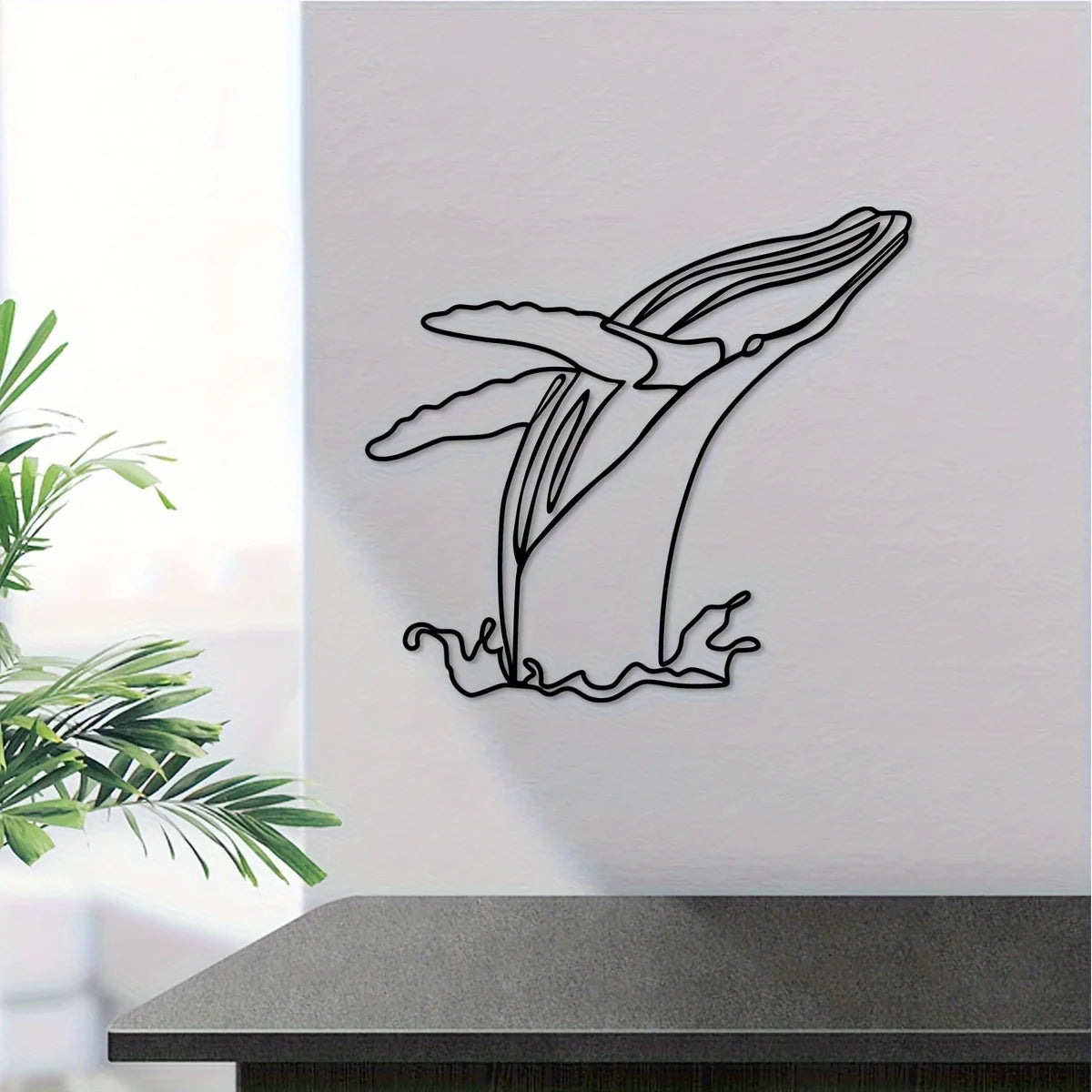 Minimalist Whale Iron Indoor Outdoor Crafts, Interior Decoration, Great For Living Room Bedroom, Wall Decoration,11.81*10.73inch