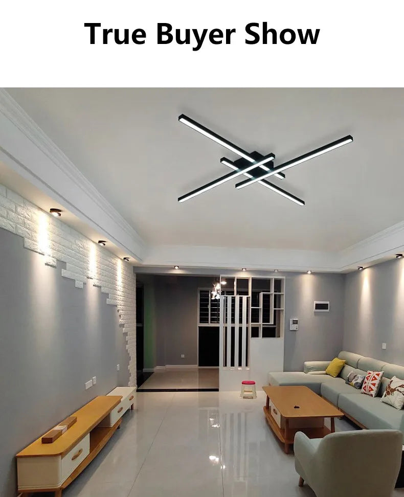 Black chandelier square bedroom lamps living room lamp led ceiling lamp Nordic minimalist creative led ceiling lamp strip lights