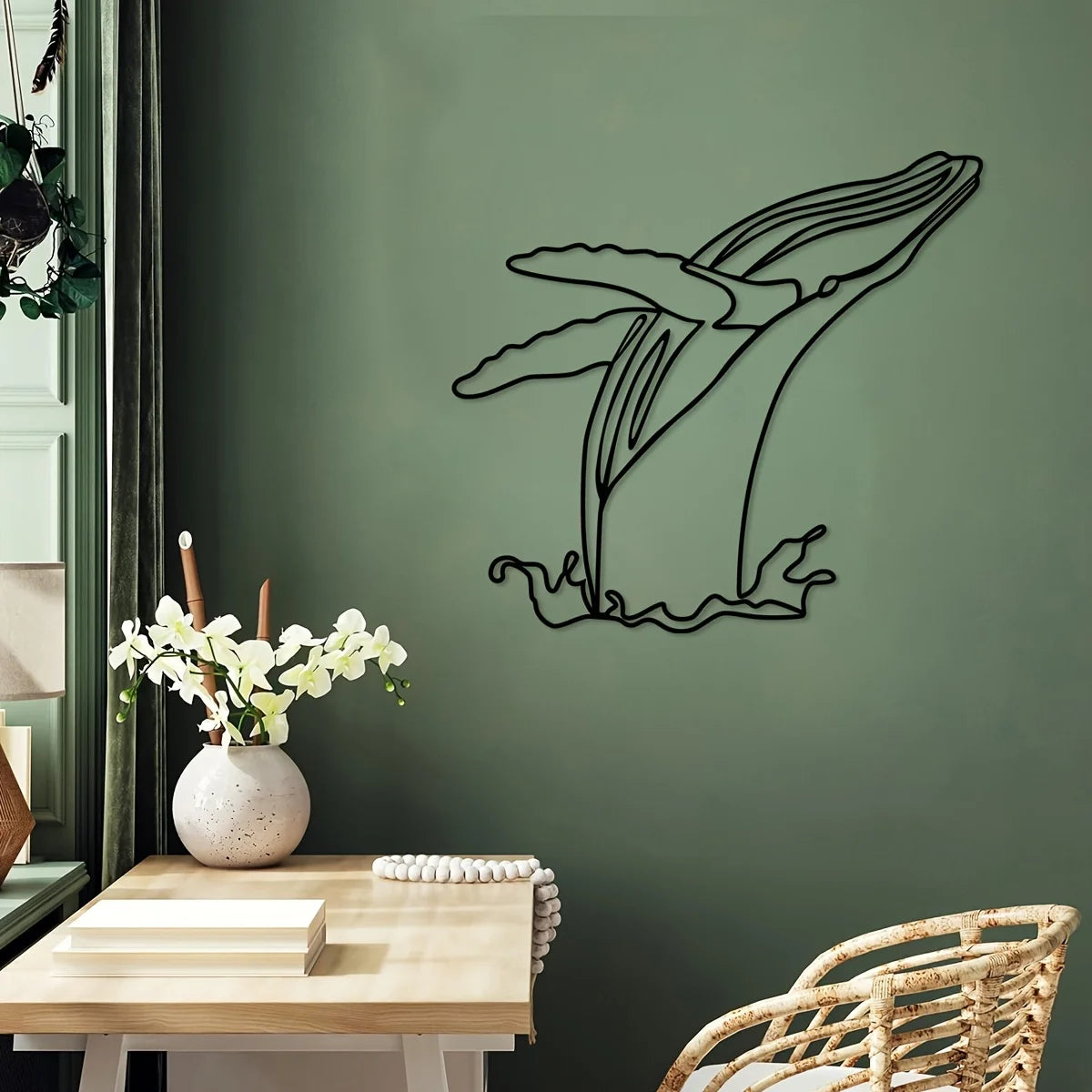 Minimalist Whale Iron Indoor Outdoor Crafts, Interior Decoration, Great For Living Room Bedroom, Wall Decoration,11.81*10.73inch